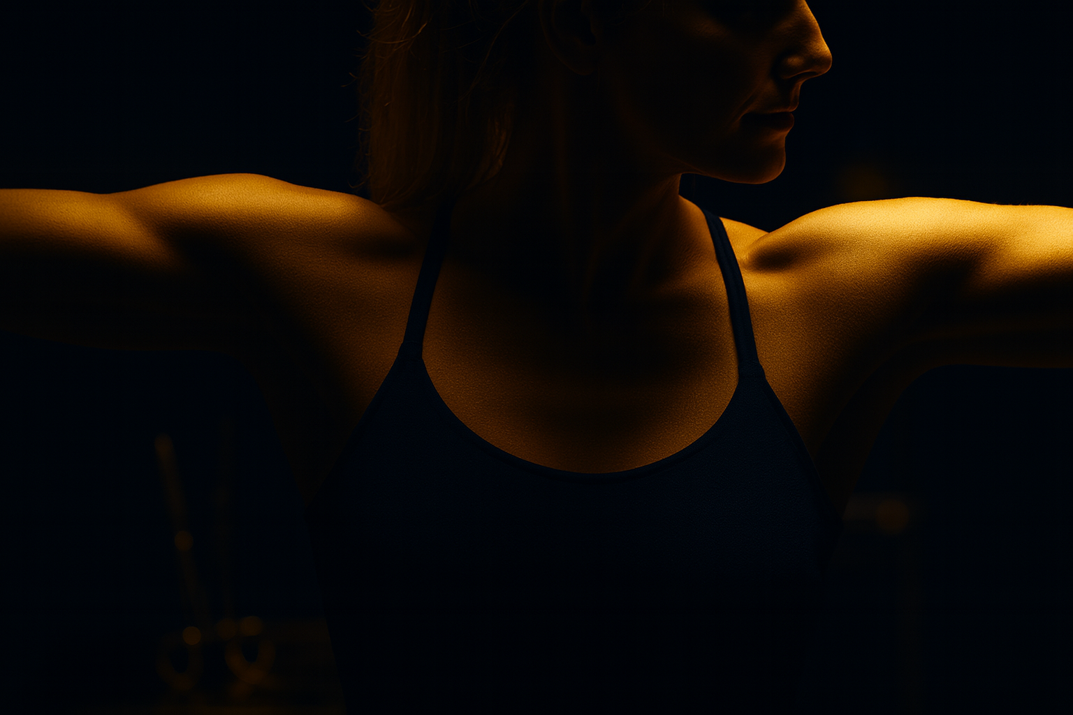 Starke weibliche Silhoutte in elegantem indirekten Licht