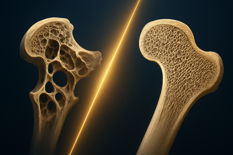 Zwei unterschiedliche Knochendichten im Vergleich